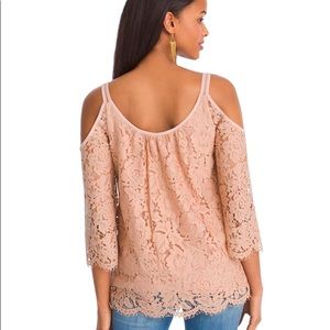 cold shoulder pink lace blouse